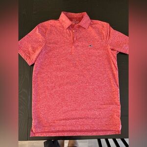 Vineyard Vine Red heathered performance Polo Shirt with Logo
